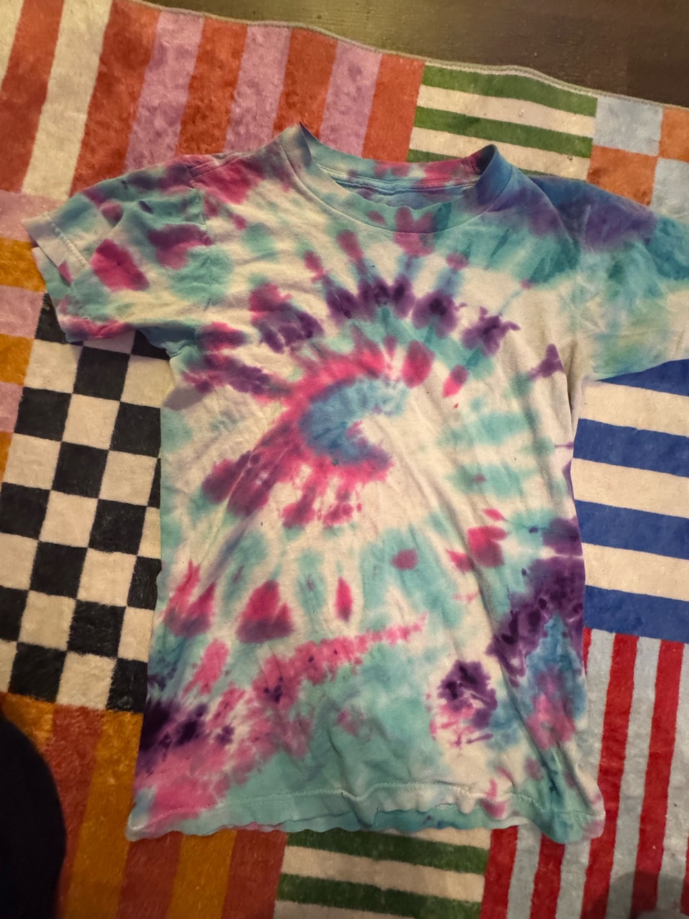 Tie-Dye T-Shirt in Pink, Purple & Aqua